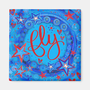 Leuk Rood Wit Blauw Sterren Inspirerende Vlieg Magneet