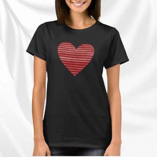 Leuk rood & wit gestreept hart t-shirt