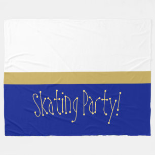 Leuk Royal Blauw Wit Kleur Blok "SCHAATSEN PARTIJ" Fleece Deken
