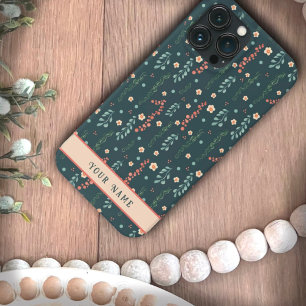 Leuk roze Blauwgroen Bloemen Moderne Naam Inspiriv iPhone 13 Pro Max Hoesje