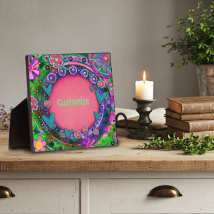 Leuk  Roze Bloemen Hart Whimsical Custom Fotoplaat