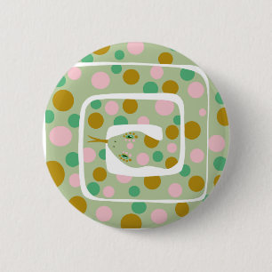 Leuk Roze en Groen Abstract Polka Dotted Snake Ronde Button 5,7 Cm