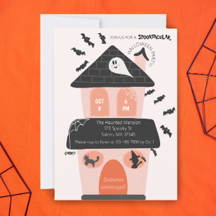 Leuk roze en oranje kinder Halloween Kostuum feest Kaart