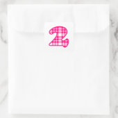 Leuk Roze en Wit Plaid Nummer 3 DRIE A19 Vierkante Sticker (Tas)