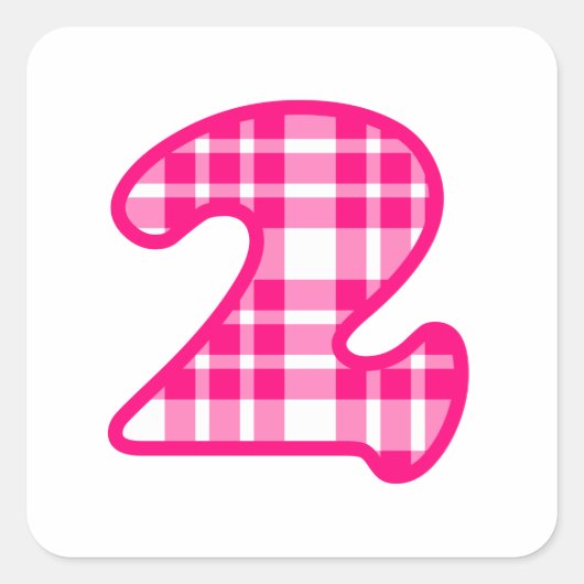 Leuk Roze en Wit Plaid Nummer 3 DRIE A19 Vierkante Sticker (Voorkant)