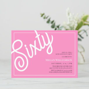 Leuk Roze en Wit Script 60ste verjaardag Kaart