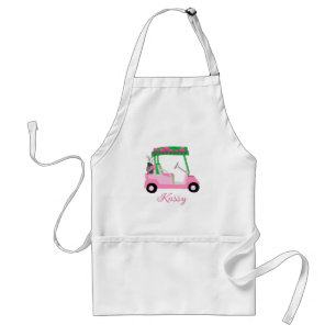 Leuk roze gepersonaliseerde naam Golf Cart Clubs Standaard Schort
