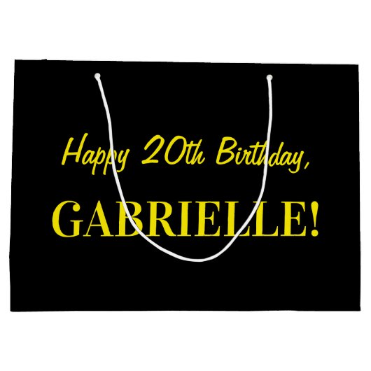 Leuk roze gestreept "20"; Gelukkige 20e verjaardag Groot Cadeauzakje (Achterkant)