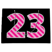 Leuk roze gestreept "23"; Gelukkige 23e verjaardag Groot Cadeauzakje (Voorkant)
