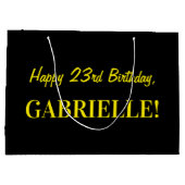 Leuk roze gestreept "23"; Gelukkige 23e verjaardag Groot Cadeauzakje (Achterkant)