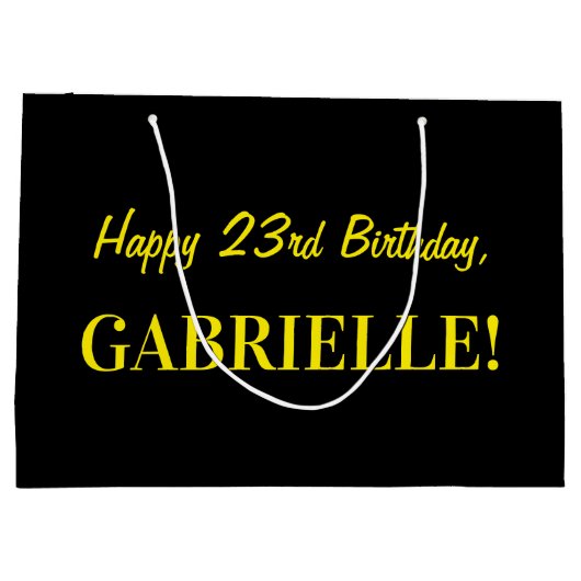 Leuk roze gestreept "23"; Gelukkige 23e verjaardag Groot Cadeauzakje (Achterkant)