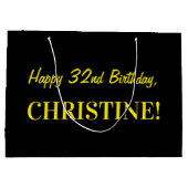 Leuk roze gestreept "32"; Gelukkige 32e verjaardag Groot Cadeauzakje (Achterkant)