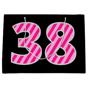 Leuk roze gestreept "38"; Gelukkige 38ste verjaard Groot Cadeauzakje