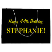 Leuk roze gestreept "44"; Gelukkige 44e verjaardag Groot Cadeauzakje (Achterkant)