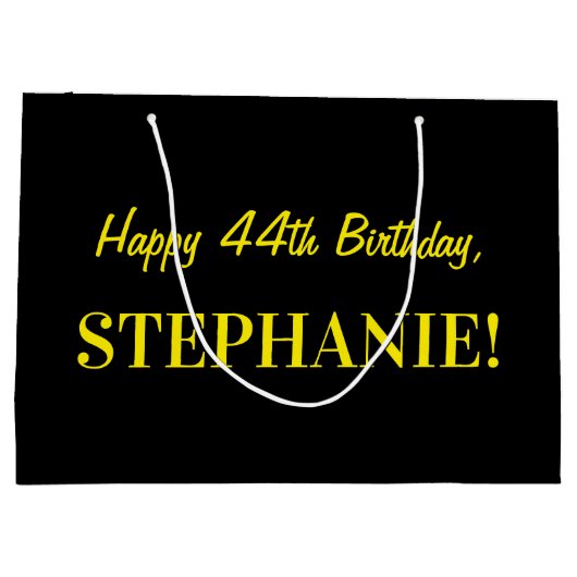 Leuk roze gestreept "44"; Gelukkige 44e verjaardag Groot Cadeauzakje (Achterkant)