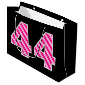 Leuk roze gestreept "44"; Gelukkige 44e verjaardag Groot Cadeauzakje (Voorkant Gekanteld)