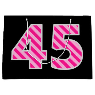 Leuk roze gestreept "45"; Gelukkige 45e verjaardag Groot Cadeauzakje