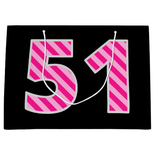 Leuk roze gestreept "51"; Gelukkige 51ste verjaard Groot Cadeauzakje (Voorkant)