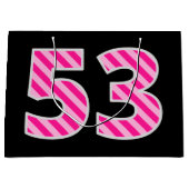 Leuk roze gestreept "53"; Gelukkige 53e verjaardag Groot Cadeauzakje (Voorkant)