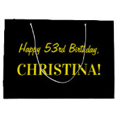 Leuk roze gestreept "53"; Gelukkige 53e verjaardag Groot Cadeauzakje (Achterkant)