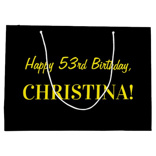 Leuk roze gestreept "53"; Gelukkige 53e verjaardag Groot Cadeauzakje (Achterkant)