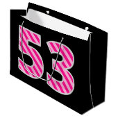 Leuk roze gestreept "53"; Gelukkige 53e verjaardag Groot Cadeauzakje (Voorkant Gekanteld)