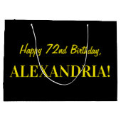 Leuk roze gestreept "72"; Gelukkige 72e verjaardag Groot Cadeauzakje (Achterkant)