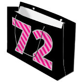 Leuk roze gestreept "72"; Gelukkige 72e verjaardag Groot Cadeauzakje (Voorkant Gekanteld)