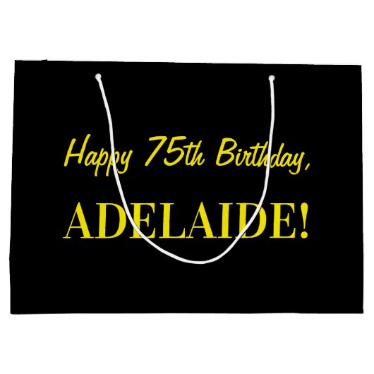 Leuk roze gestreept "75"; Gelukkige 75e verjaardag Groot Cadeauzakje (Achterkant)