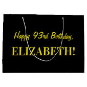 Leuk roze gestreept "93"; Gelukkige 93e verjaardag Groot Cadeauzakje (Achterkant)