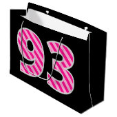 Leuk roze gestreept "93"; Gelukkige 93e verjaardag Groot Cadeauzakje (Voorkant Gekanteld)
