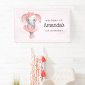Leuk roze & grijs Olifant Ballerina Party Welkom Spandoek (Insitu)