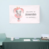 Leuk roze & grijs Olifant Ballerina Party Welkom Spandoek (Beurs)