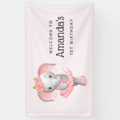 Leuk roze & grijs Olifant Ballerina Party Welkom Spandoek (Verticaal)