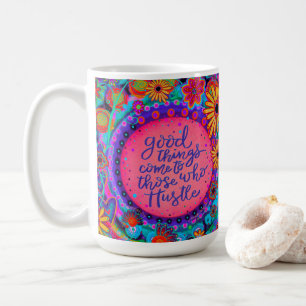 Leuk Roze Hustle Quote Pensioen Inspirativiteit Koffiemok