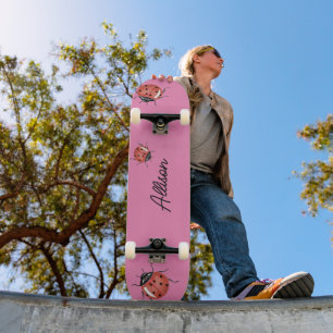 Leuk roze lieveheersbeestje skateboard