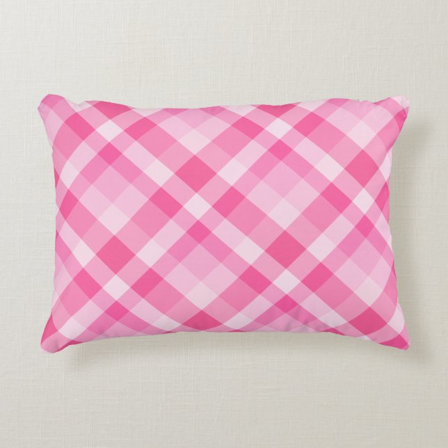 Leuk Roze Plaid Patroon Accentkussen Accent Kussen (Voorkant)