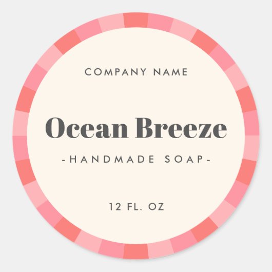 Leuk roze retro sunburst product label (Voorkant)