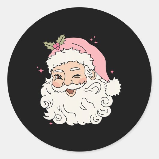 Leuk  Roze Sinterklaas Roze Kerst Mannen WO Ronde Sticker (Voorkant)