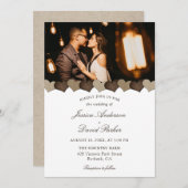 Leuk rustiek land burlap harten foto bruiloft kaart (Voorkant / Achterkant)