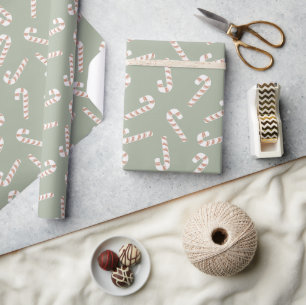 Leuk Schattige Groen Pastel Candy Cane Christmas Cadeaupapier