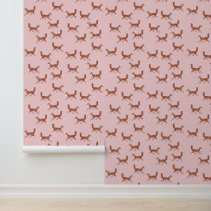 Leuk Schattige Red Fox Pattern op Roze Behang