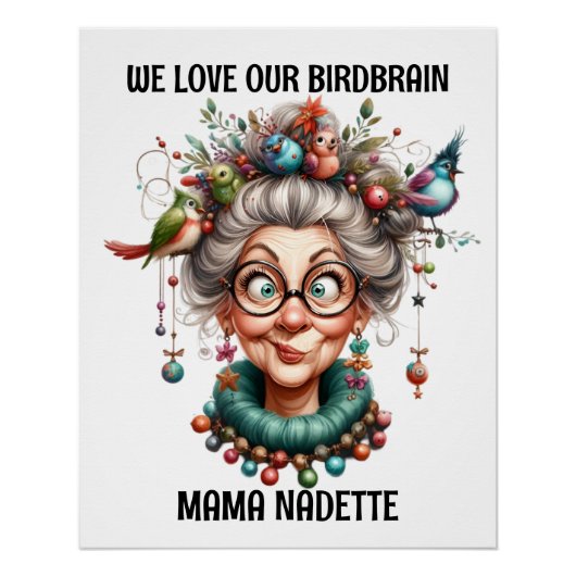 Leuk senior met vogels perfect poster (Voorkant)