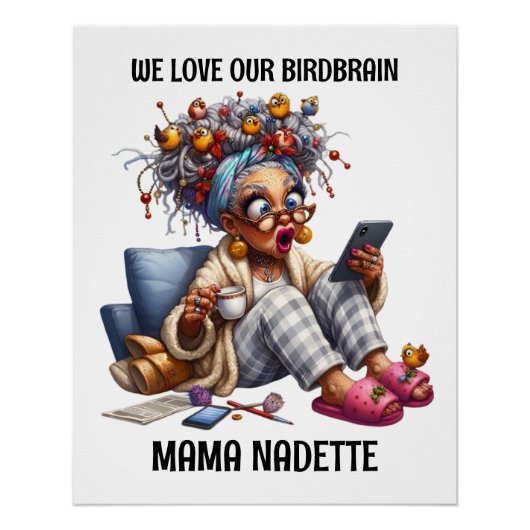 Leuk senior met vogels perfect poster (Voorkant)