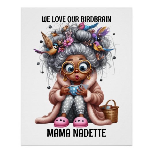 Leuk senior met vogels perfect poster (Voorkant)