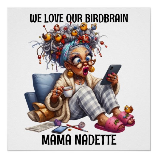 Leuk senior met vogels perfect poster (Voorkant)