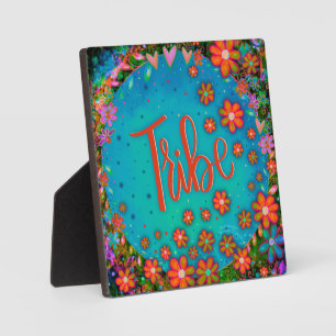 Leuk Sinaasappel Bloemen Blauw Whimsical Tribe Eze Fotoplaat
