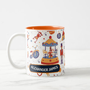 Leuk Sinaasappel Carnaval Kids Verjaardagscircus P Tweekleurige Koffiemok
