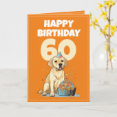 Leuk Sinaasappel en wit lab echtgenoot 60th Verjaa Kaart (Gele Bloem)