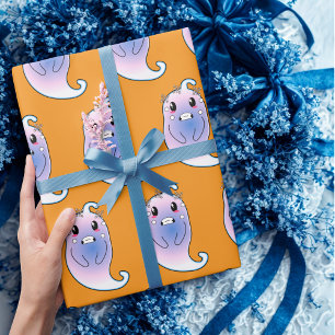 Leuk Sinaasappel Spook Halloween Cadeaupapier